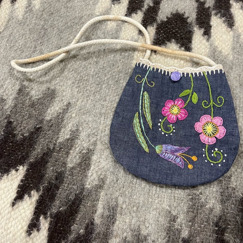 Handmade Embroiled flower bag